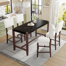 5 Piece Counter Height Dining Set, Bar Table With 4 Upholstered Chairs