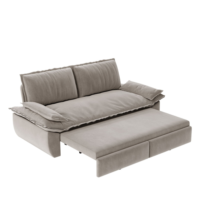 Queen Pull Out 3 In 1 Convertible Sleeper Sofa With Side Storage