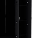 Wardrobe Armoire With 3 Doors And 2 Inner Drawers, 3 Doors - Black