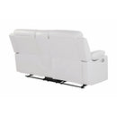 Blanche - Console Reclining Loveseat With LED Lights, Pillow Top Arms, Manual Recline, 2 Cupholders - White