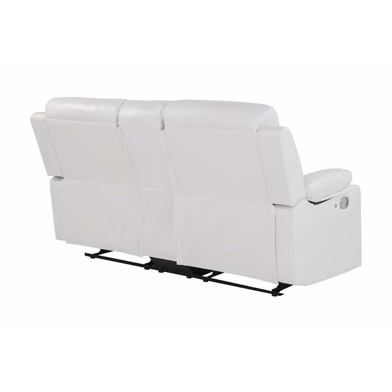 Blanche - Console Reclining Loveseat With LED Lights, Pillow Top Arms, Manual Recline, 2 Cupholders - White