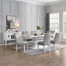 Elizaveta - Server - Gray Velvet, Faux Crystal Diamonds &White High Gloss Finish - Atlantic Fine Furniture Inc