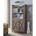 Crosshatch Display, Home Storage Cabinet With Two Top Shelves, Two Door Cabinet