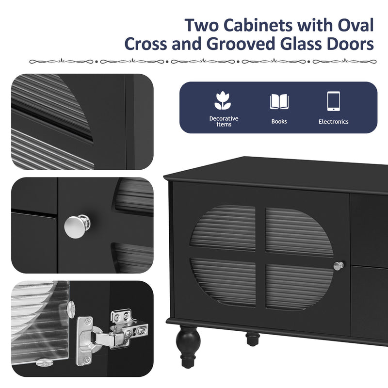 Modern TV Stand For TVs Up To 75" With Fluted Glass Doors