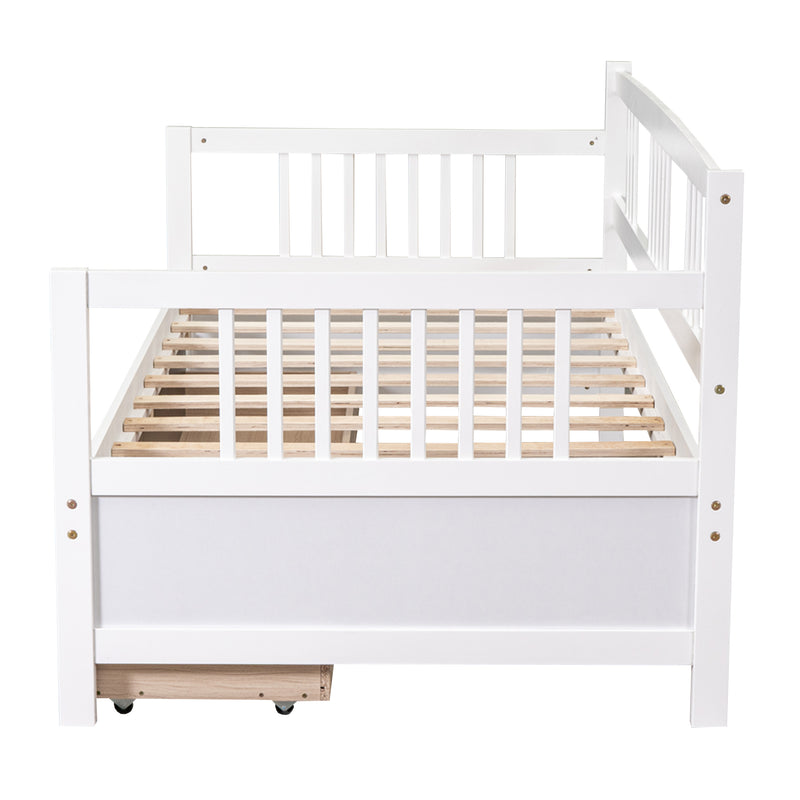 Twin Size Daybed Wood Bed with Two Drawers,White(OLD SKU:LP000057AAK)