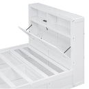 Wood Full Size Hydraulic Platform Bed with Storage LED Headboard, Charging Station and 2 Drawers, White