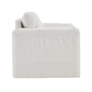 Fixed Modern Accent Chair Single Seater Plush Chenille Lounge Chair With High Resilience Cushion - Ivory White