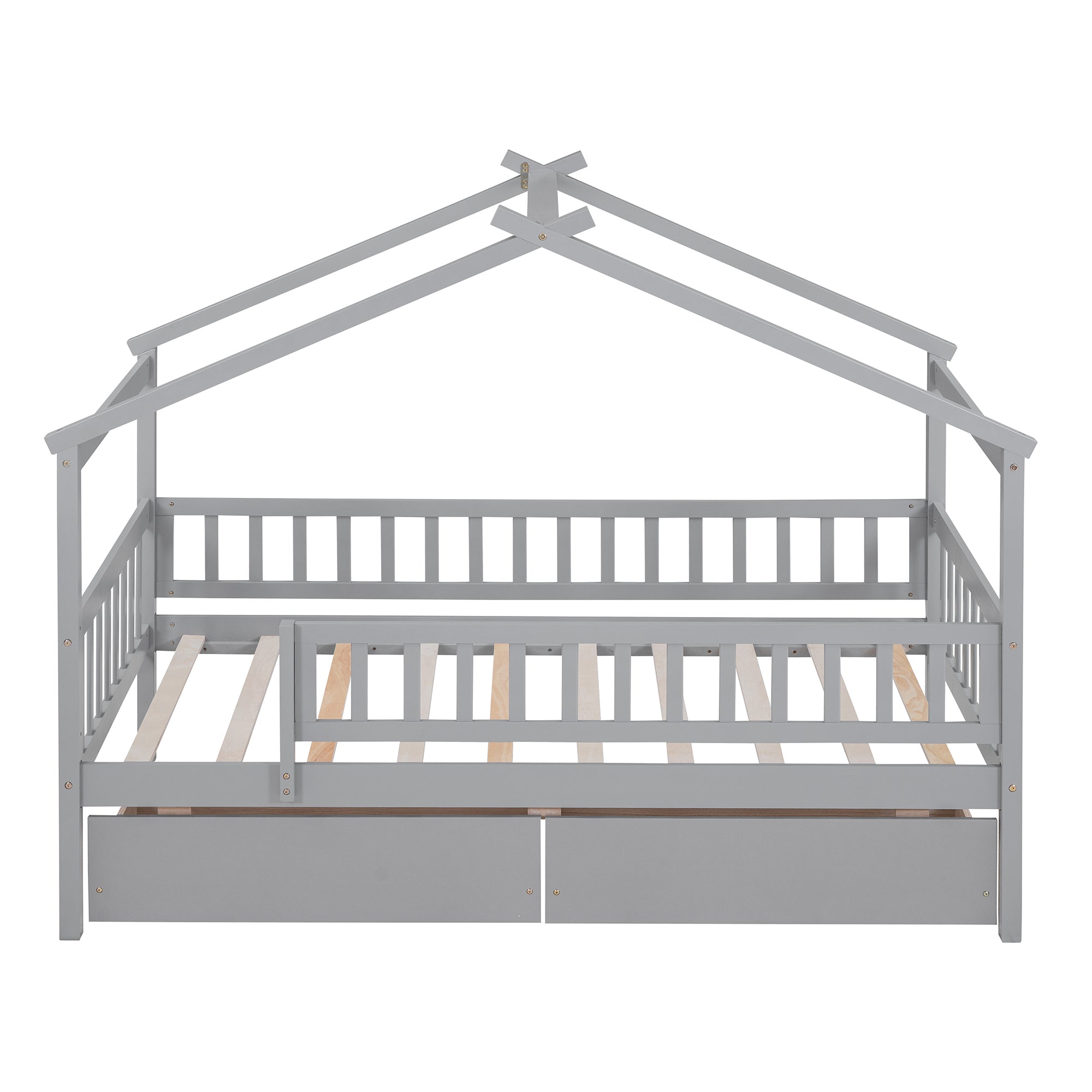 Twin Size Wooden House Bed with Two Drawers, Gray - Atlantic Fine Furniture Melbourne FL