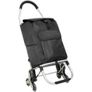 Foldable Shopping Stair Trolley With Triangular Wheels And Removable Waterproof Bag - Black