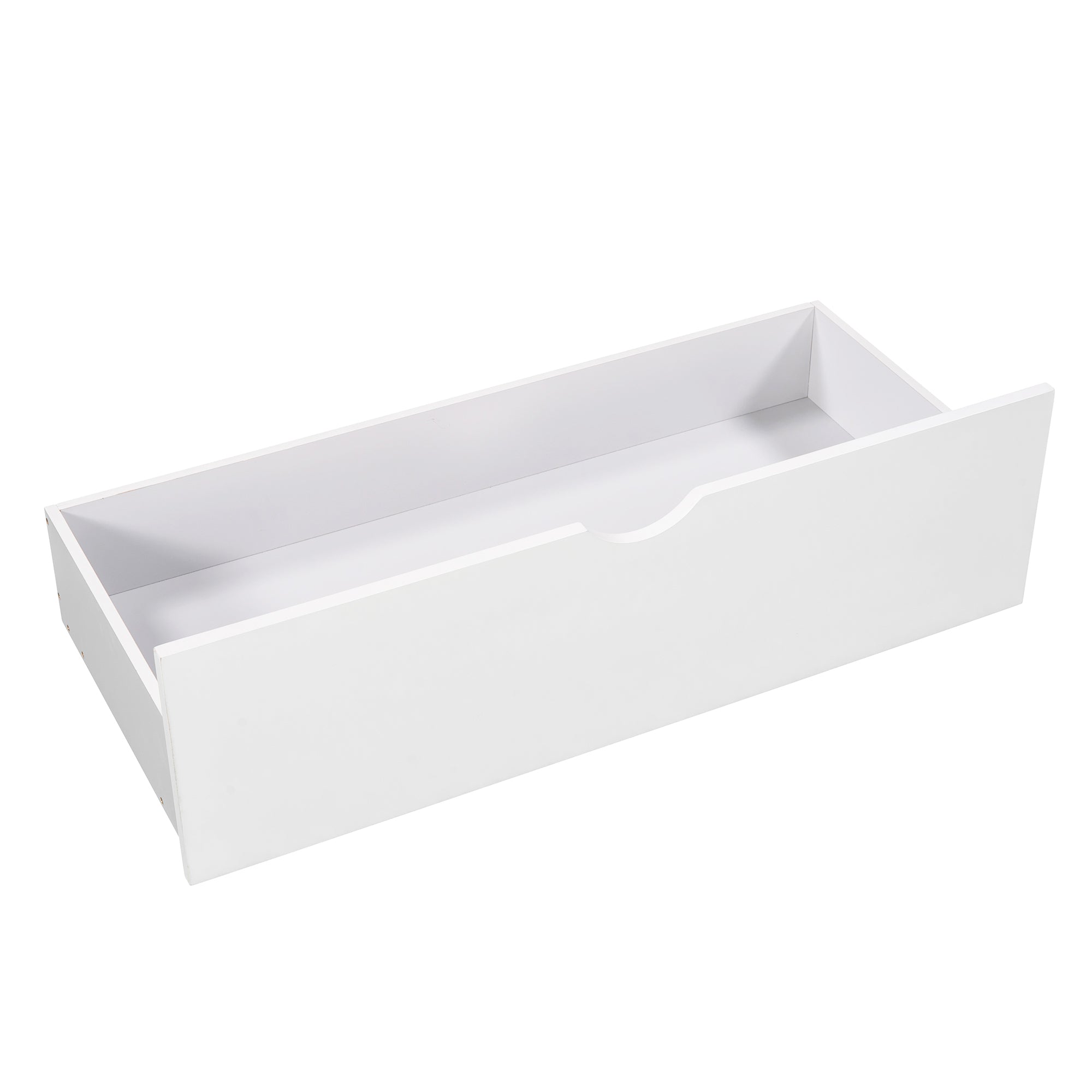 L-shaped Platform Bed with Trundle and Drawers Linked with built-in Desk,Twin,White - Atlantic Fine Furniture Melbourne FL