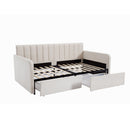 Flora - Upholstered Daybed With 2 Drawers Ribbed Tufted Backrest in Lavish Modern Design