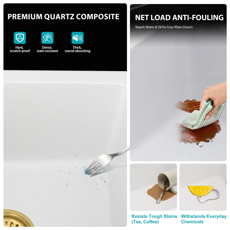 Quartz Composite Undermount Single Bowl Kitchen Sink