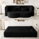 Modern Floor Sofa, With 2 Pillows, Convertible Teddy Fabric Foam Filled Bed