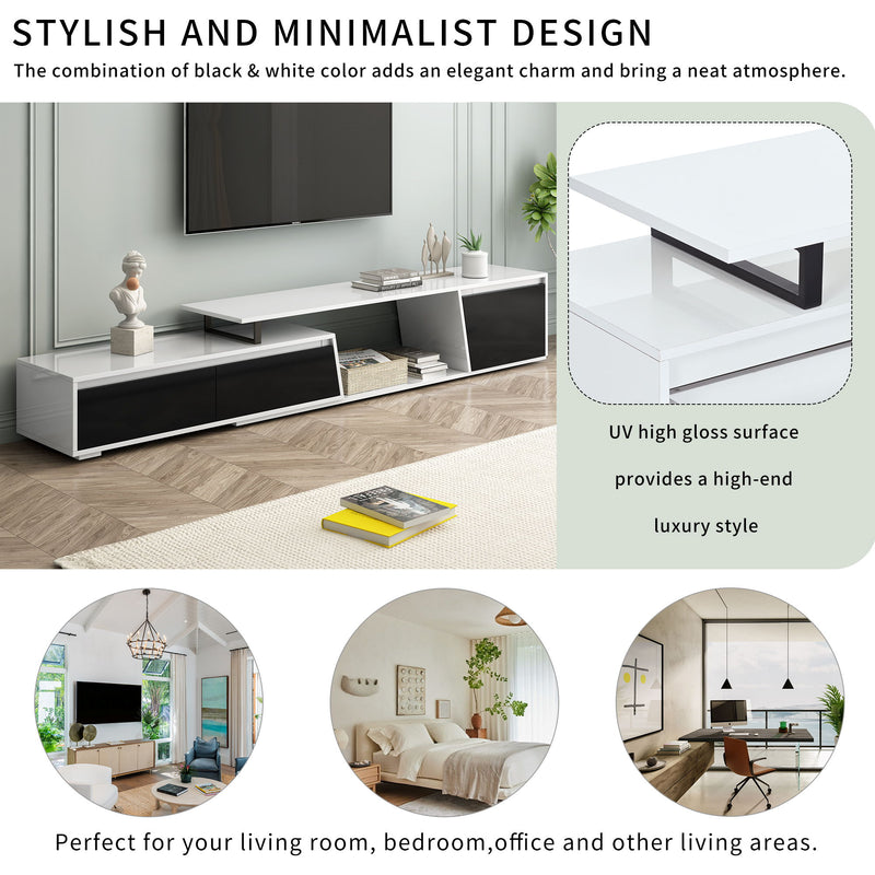 Minimalist Rectangle Extendable TV Cabinet With 2 Drawers And 1 Cabinet