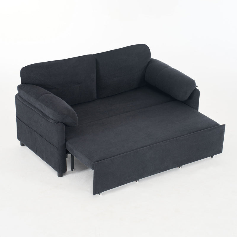 Convertible Pull Out Sofa Bed Queen Size, 3 In 1 With Side Storage