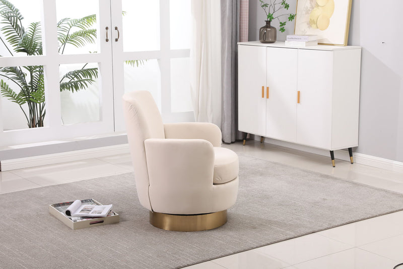 Swivel Barrel Chair, Swivel Accent Chairs Armchair For Living Room, Reading Chairs For Bedroom Comfy, Round Barrel Chairs With Gold Stainless Steel Base