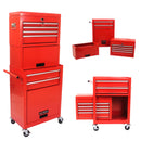 6 Drawer Lockable Tool Cabinet On Wheels, Steel Rolling Tool Chest With Detachable Toolbox