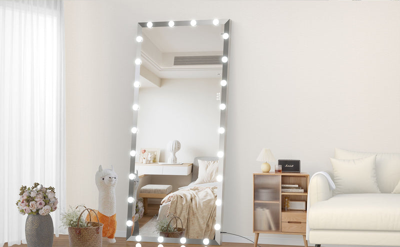 Full Length Mirror With Lights Full Body Vanity Mirror With 3 Color Modes Lighted Standing Floor Mirror For Dressing Room Bedroom Wall Mounted Touch Control