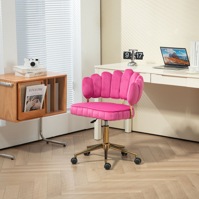 Modern Velvet Home Office Desk Chair With Adjustable Height And Swivel Wheels