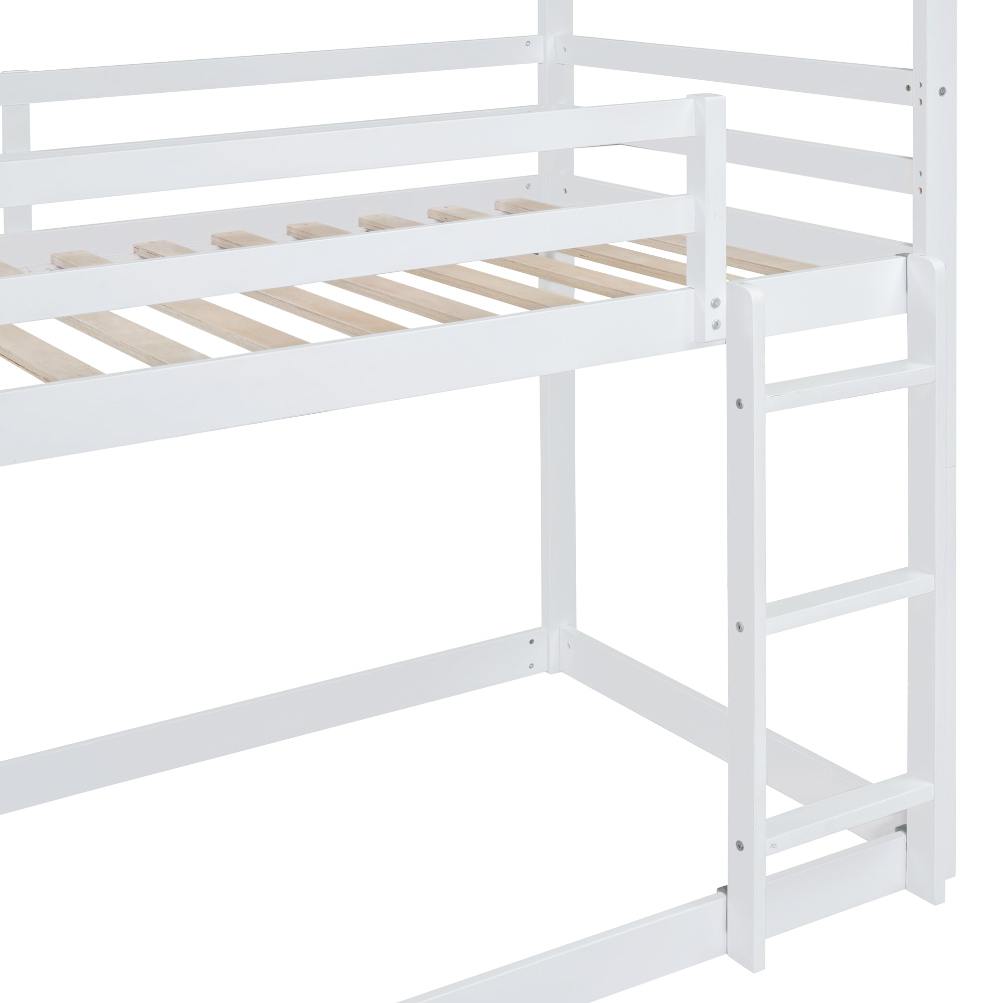 Twin Over Twin Bunk Bed with Roof, Slide and Ladder, White - Atlantic Fine Furniture Melbourne FL