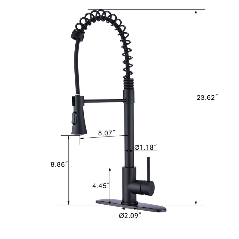 Modern Industrial Style Kitchen Faucet With Pull Down Sprayer Single Handle Stainless Steel - Matte Black
