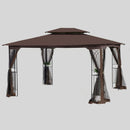 13 0 Outdoor Patio Gazebo Canopy Tent With Ventilated Double Roof And Mosquito Net (Detachable Mesh Screen On All Sides) Suitable For Lawn Garden Backyard And Deck Top - Brown