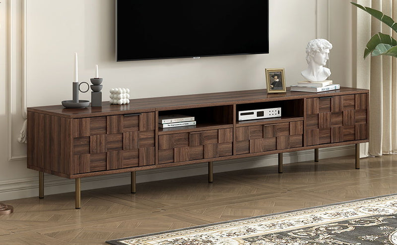 Mid Century TV Stand With 2 Drawers, Media Console Table For Tvs Up To 85'', Entertainment Center With Storage For Living Room - Dark Brown
