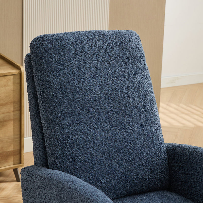 High Back Glider Rocking Chair With Retractable Footrest And Rubber Wood Legs