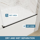 Frameless Single Sliding Shower Door With Soft Close, 5 / 16" Clear Nano Coated Tempered Glass, 60" X 60" - Matte Black