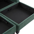 Upholstered L Shaped Sectional Sofa With Storage, Movable Ottoman, And 6 Throw Pillows