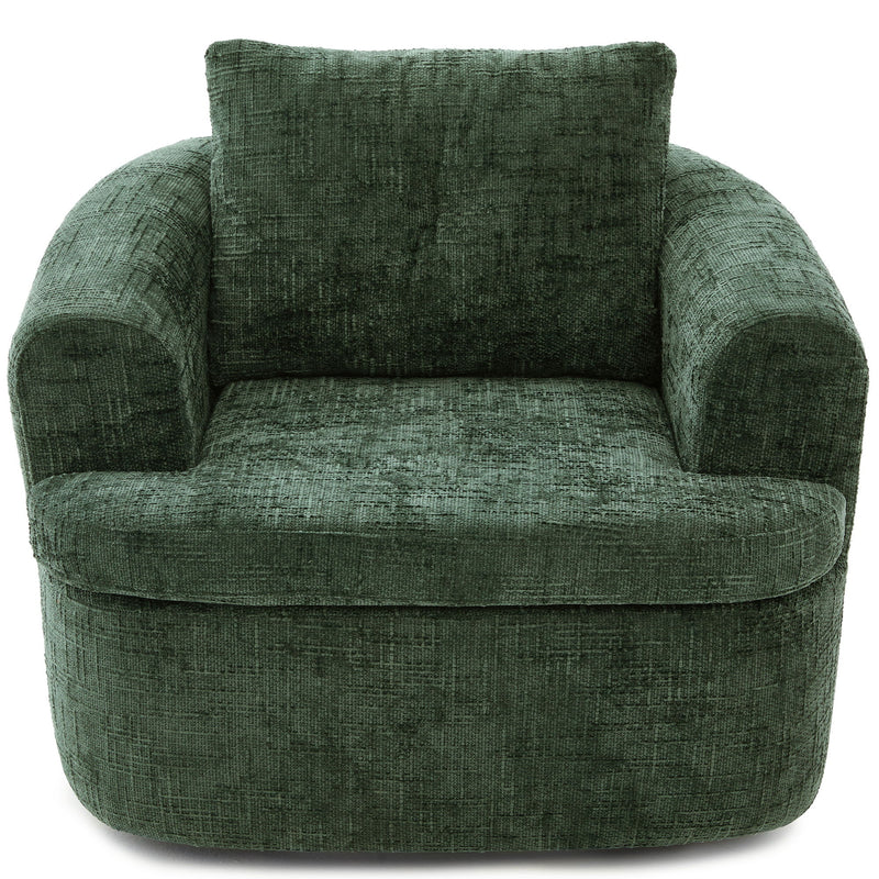 Modern Swivel Barrel Chair With Dual-Layer Cushion