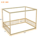 Canopy Frame Floor Bed With Fence, Guardrails