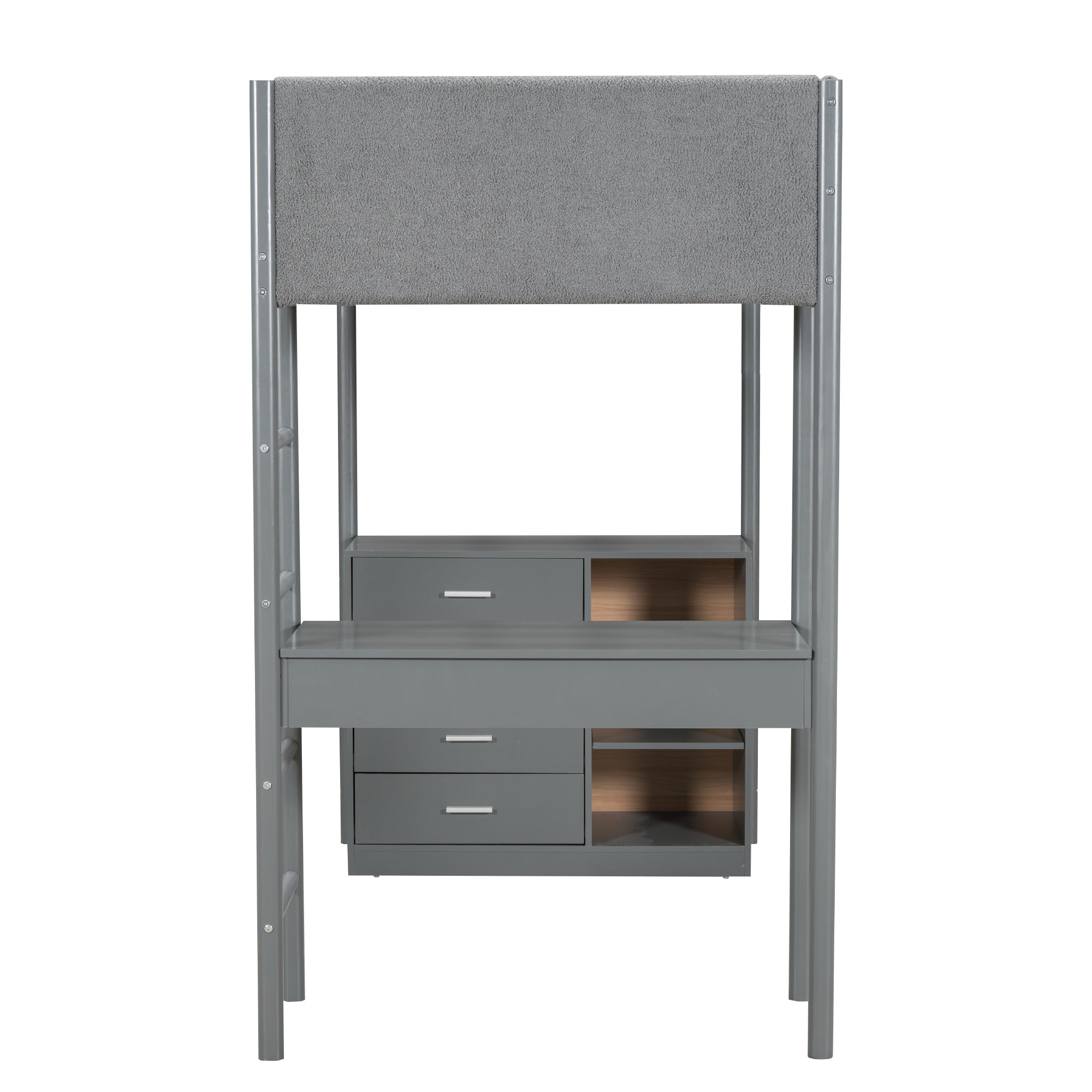 Twin Size Teddy FleeceLoft Bed Wood Bed, Gray - Atlantic Fine Furniture Melbourne FL