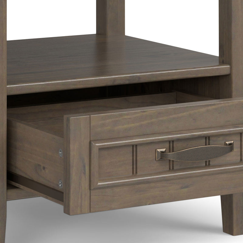 Lev - End Table With Bottom Drawer - Smoky Brown