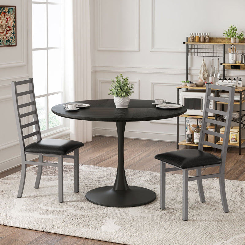 Metal Dining Chairs With Steel Legg, High Back Armless Design