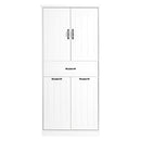 Modern Bathroom Storage Cabinet With Two Laundry Baskets, One Drawer, Adjustable Shelf