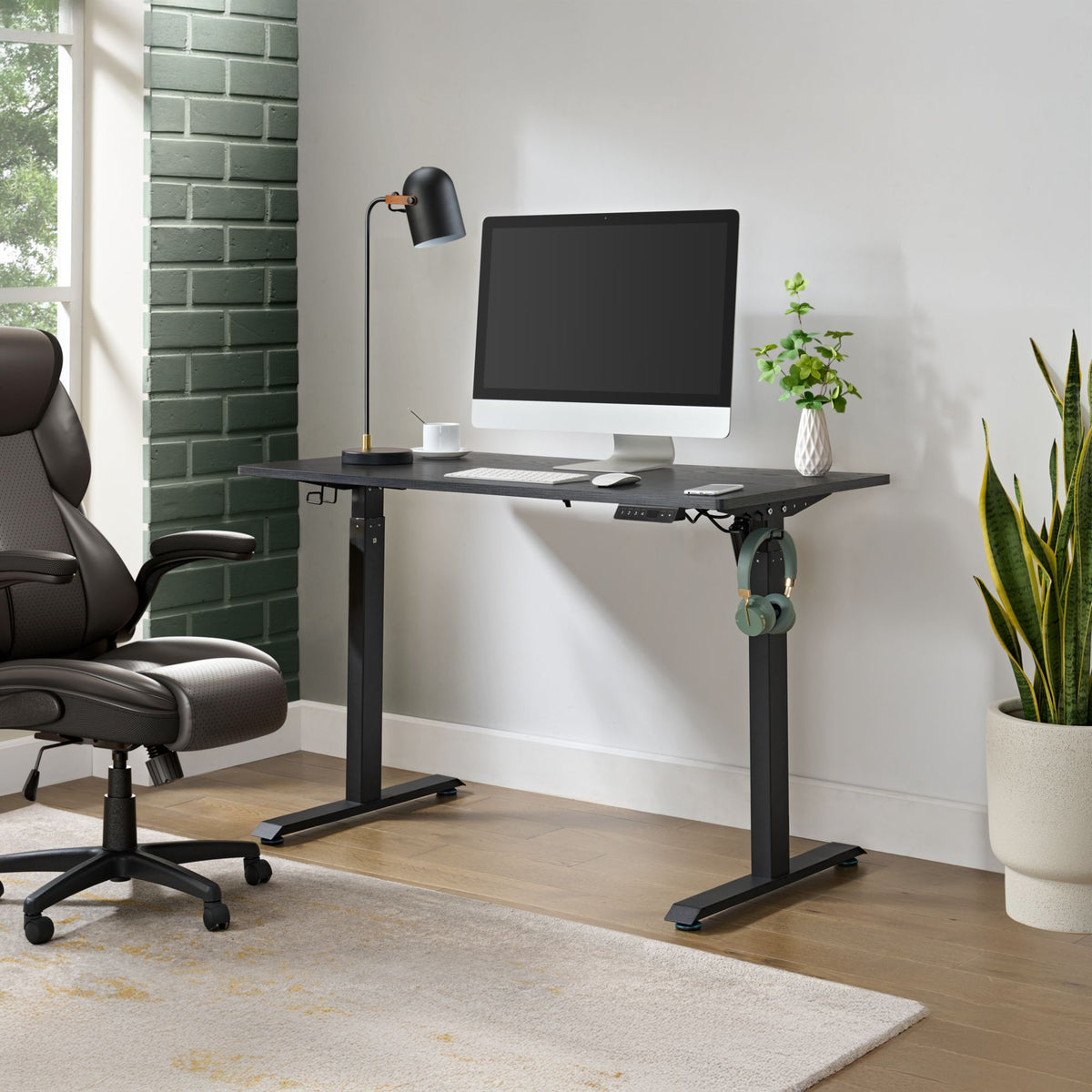 Oakland 2.0 Adjustable Desk in Black by Elements International, view 2