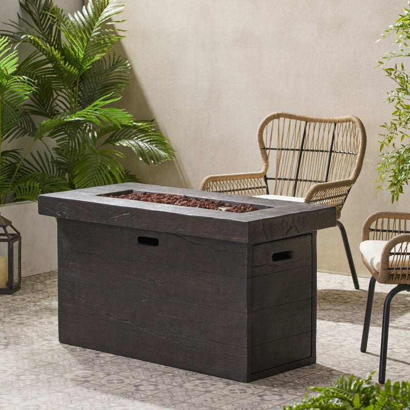 Custer - Rectangular Fire Pit 50, 000 Btu Magnesium Oxide - Brown