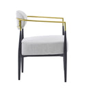 Mid Century Modern Upholstered Accent Armchair With Tapered Legs - Beige / Black / Gold