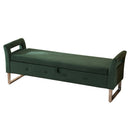 Wide Storage Soft Ottoman Bench With Armrests