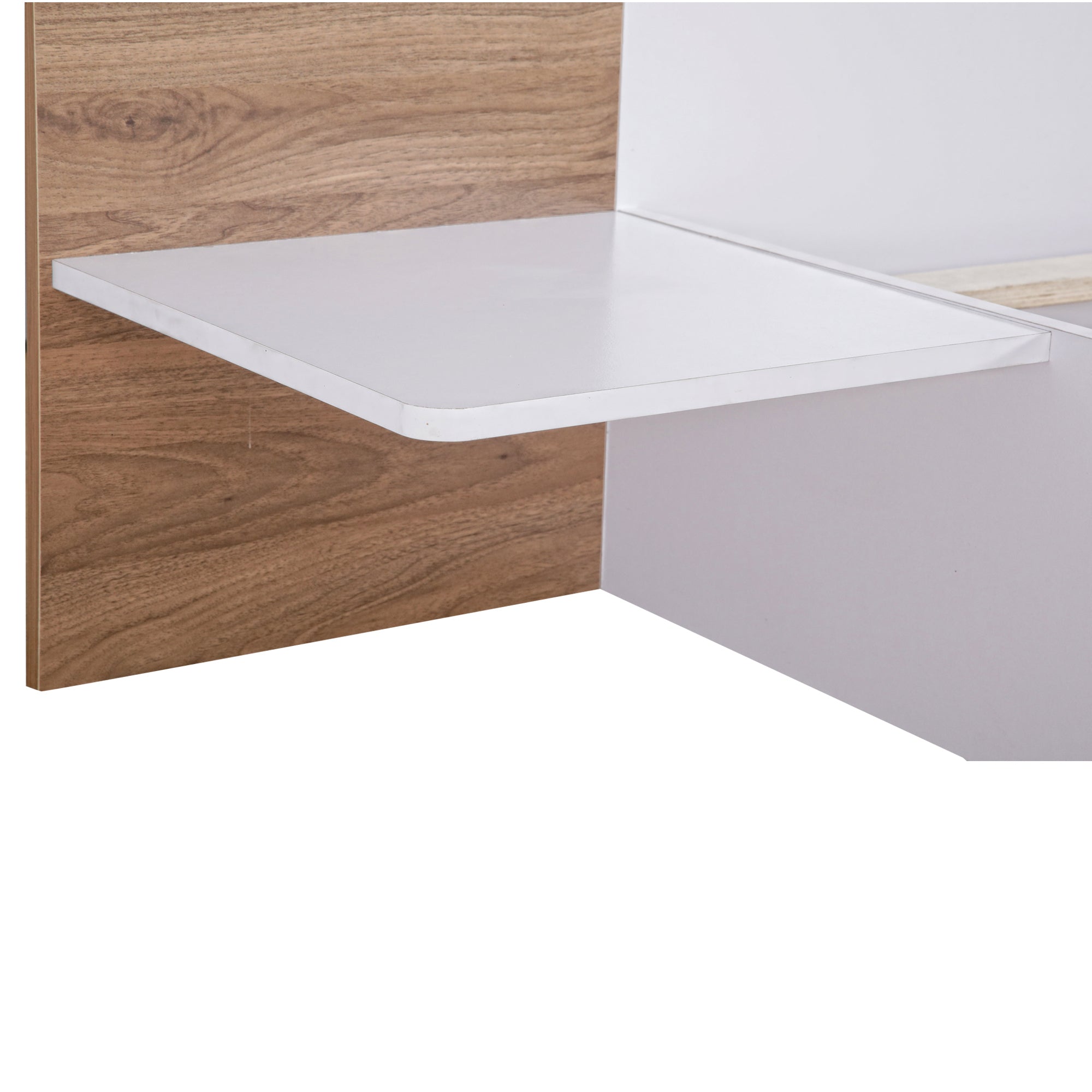 Queen Size Platform Bed with Headboard, Shelves, USB Ports and Sockets, White - Atlantic Fine Furniture Melbourne FL