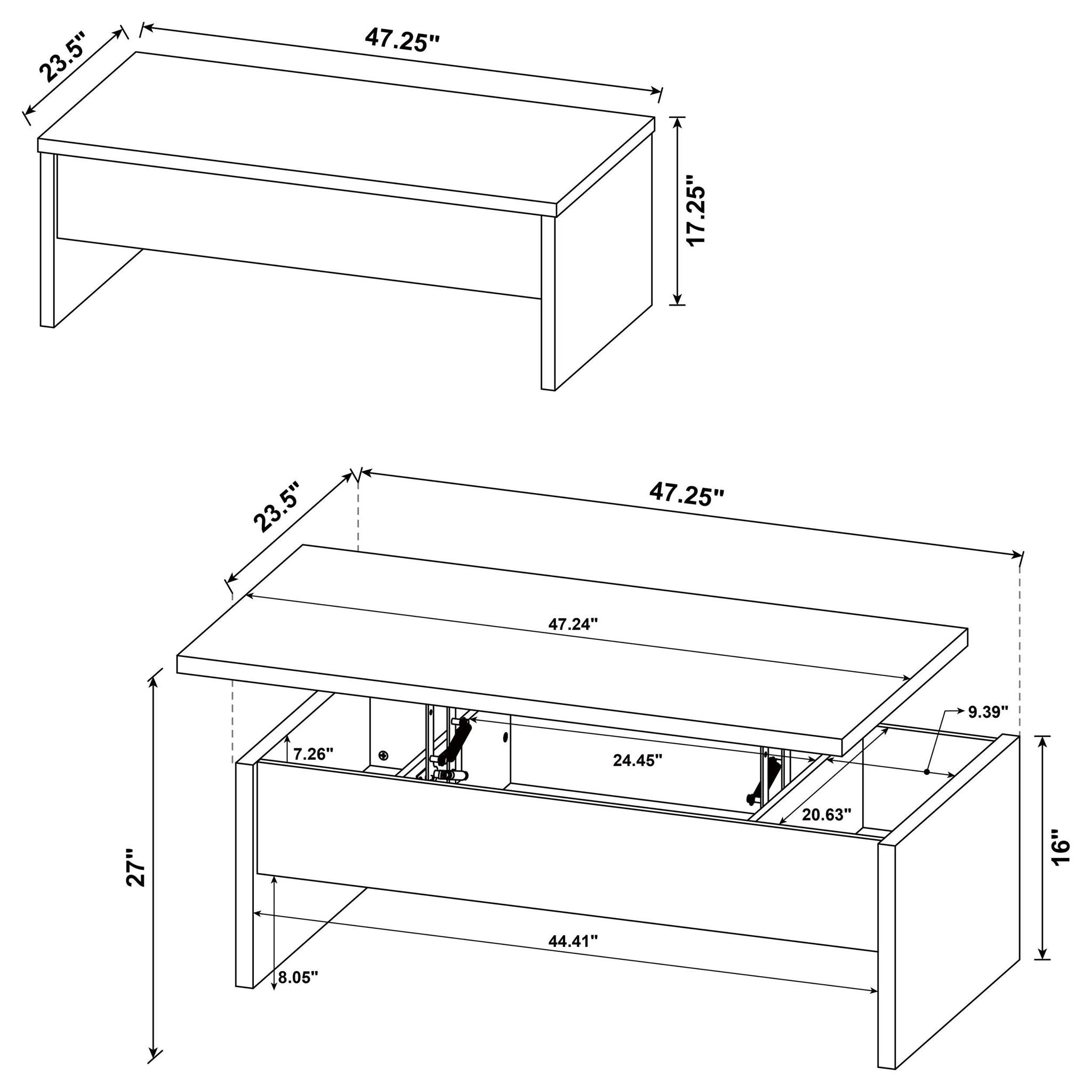 Canoga 2-piece Lift Top Cocktail Coffee Table Set Light Oak - Atlantic Fine Furniture Melbourne FL