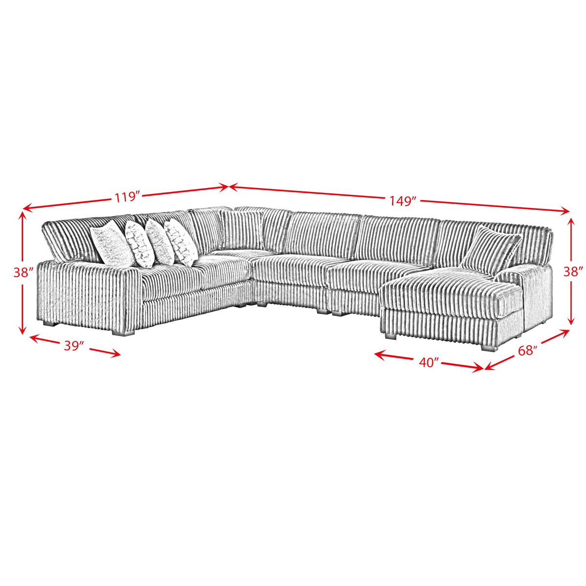 Nightfall Sectional Set With 1 Pillow in Black by Elements International, view 7