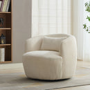 Wide Upholstered Corduroy 360° Swivel Barrel Soft Chair With Pillow