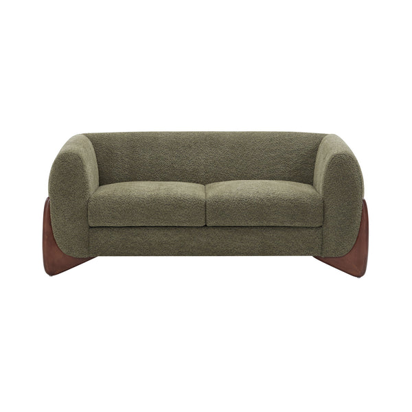 Contemporary Boucle Sherpa Sofa With Birch Wood Legs