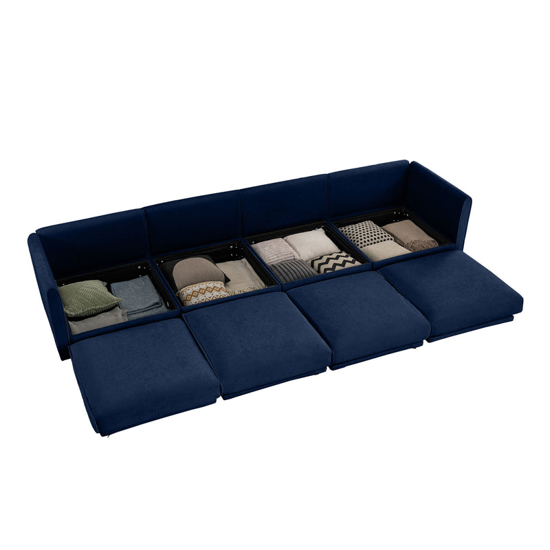 Stylish Chenille Sofa With Storage Seat And Cylindrical Backrest