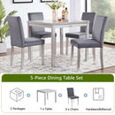 5 Pieces Wooden Dining Table Set, Square Table And 4 Upholstered Chairs