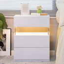 LED Nightstands, 3 Drawer For Bedroom