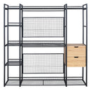 Open Style Wardrobe With Hanging Rails, Shelves And Drawers