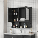 Wall Mounted Mirror Medicine Cabinet, Bathroom Storage With Doors And Open Shelves